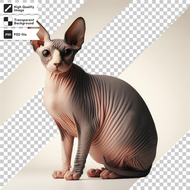 PSD Canadian Sphynx cat on transparent background with editable mask layer