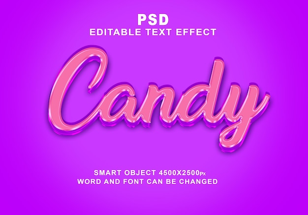 PSD Candy 3d editable photoshop text effect style with background