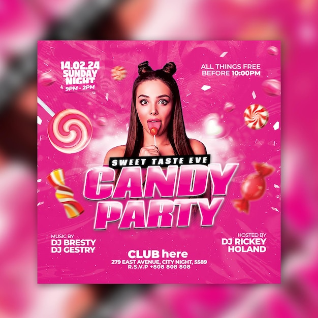 PSD psd candy party flyer template