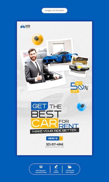 PSD car rental and automotive instagram and facebook story template