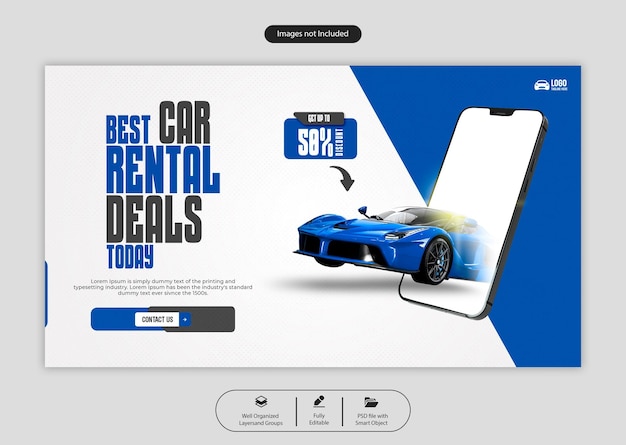 PSD car rental and automotive rental web banner template