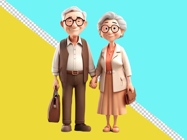 psd of a cartoon character of a old couple