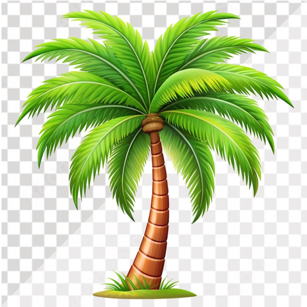 PSD of a Cartoon palm tree isolated on transparent background