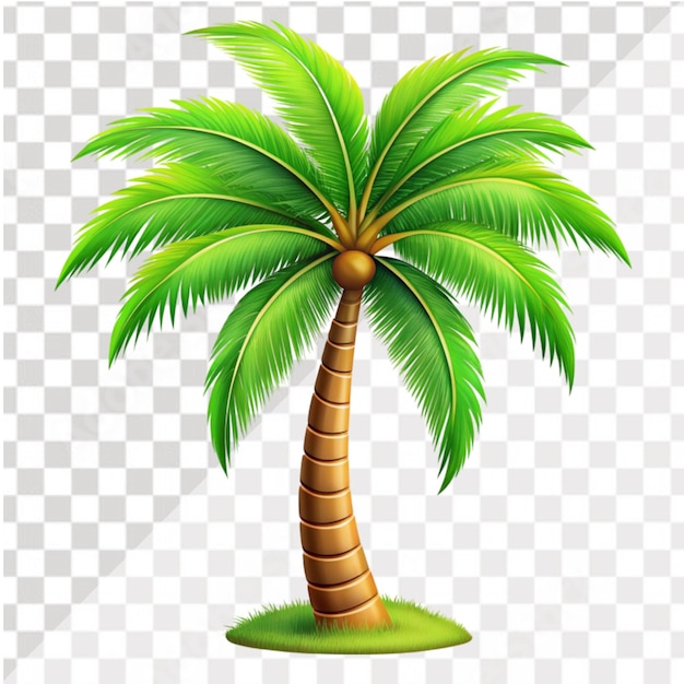 PSD of a Cartoon palm tree isolated on transparent background