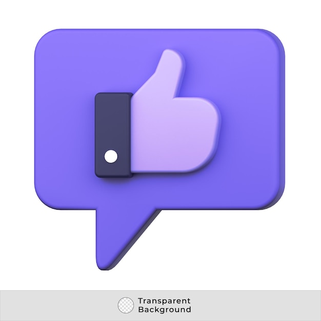 PSD psd chat message notification with thumb up icon 3d illustration