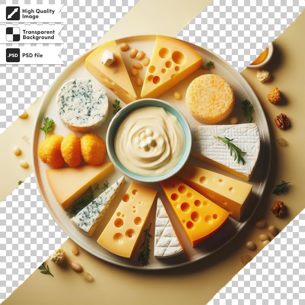 PSD cheese and olives on transparent background