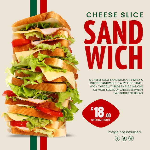 PSD psd cheese slice sandwich instagram post template