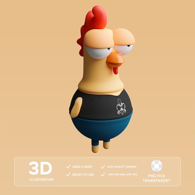 PSD chicken character 3D Illustration