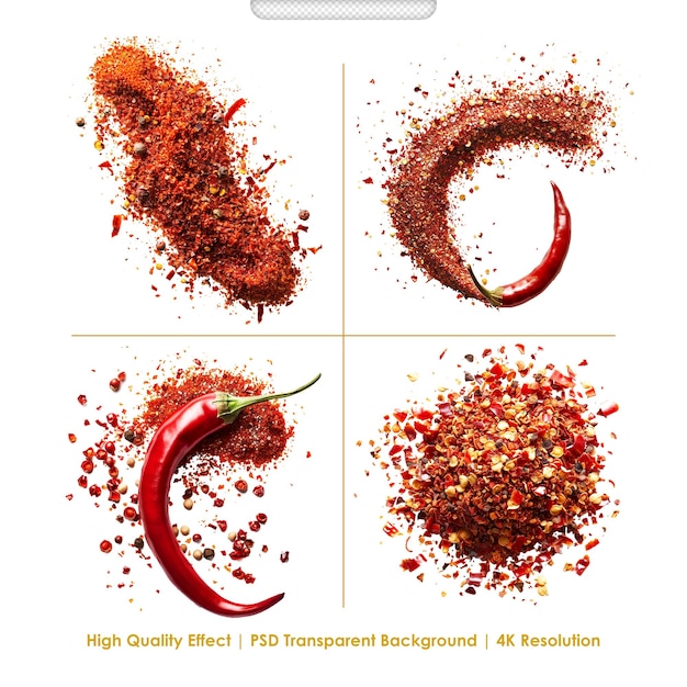 PSD chili spice isolated on the white background