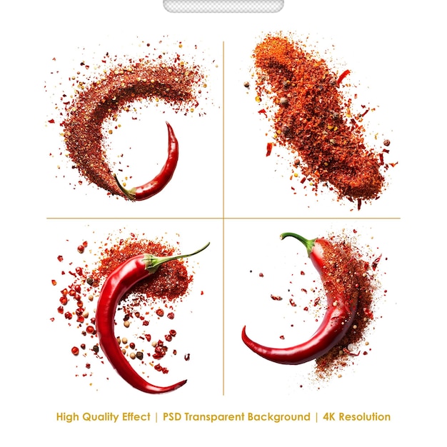 PSD psd chili spice isolated on the white background