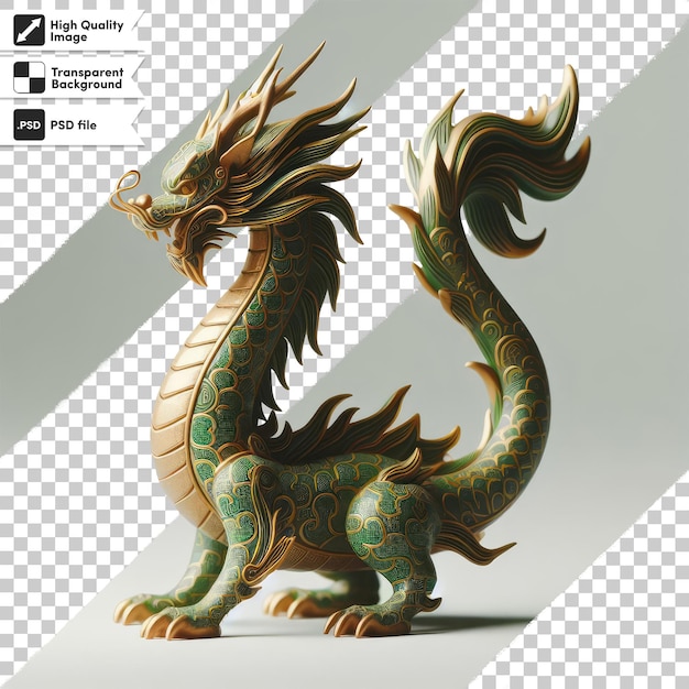 PSD chinese dragon statue on transparent background