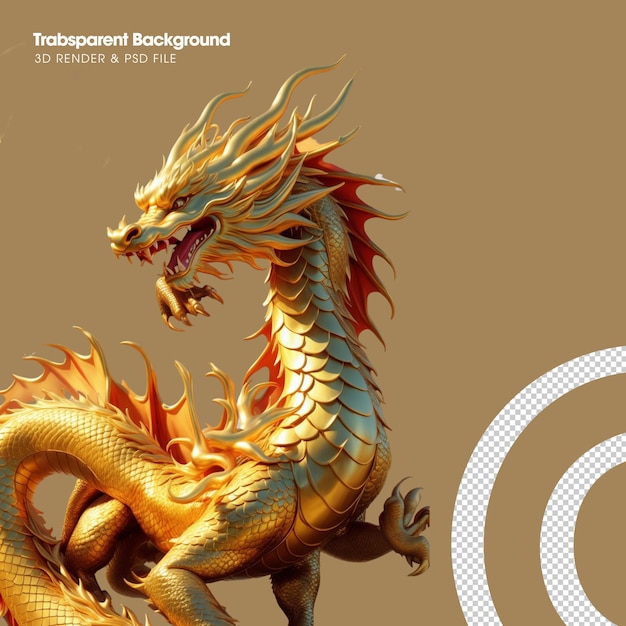 PSD chinese golden dragon illustration