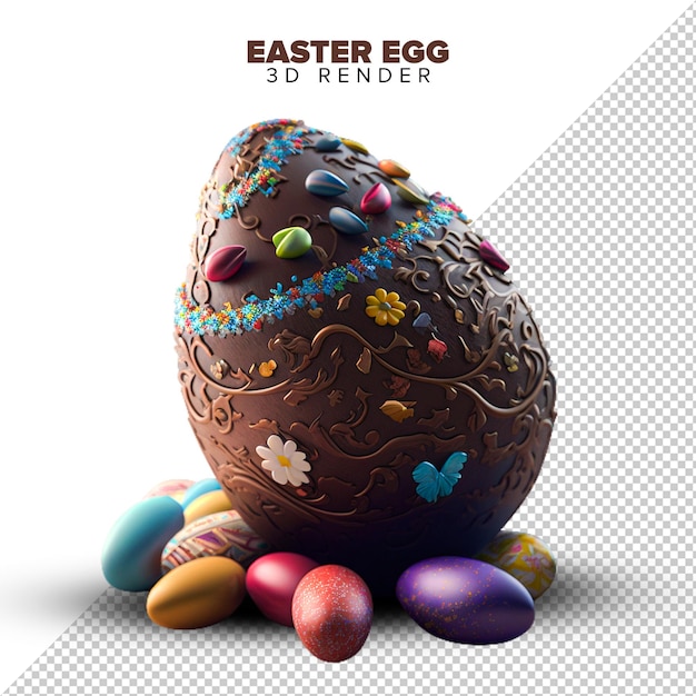 PSD chocolate easter egg in transparent background