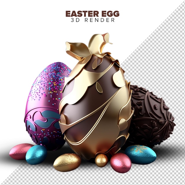 PSD chocolate easter egg with typical brazilian gourmet brigadeiro on transparent background