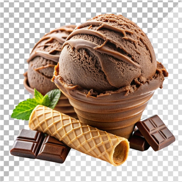 PSD of a chocolate ice cream on transparent background