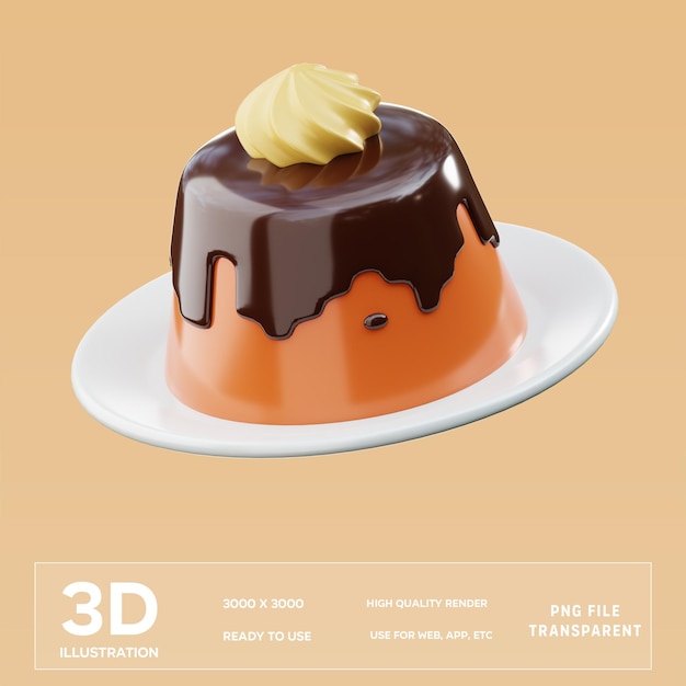 PSD psd chocolate pudding 3d illustration