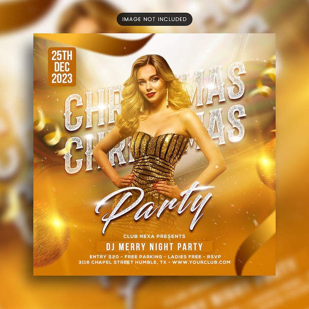 PSD Christmas Dj Party Social Media Post or Web Banner