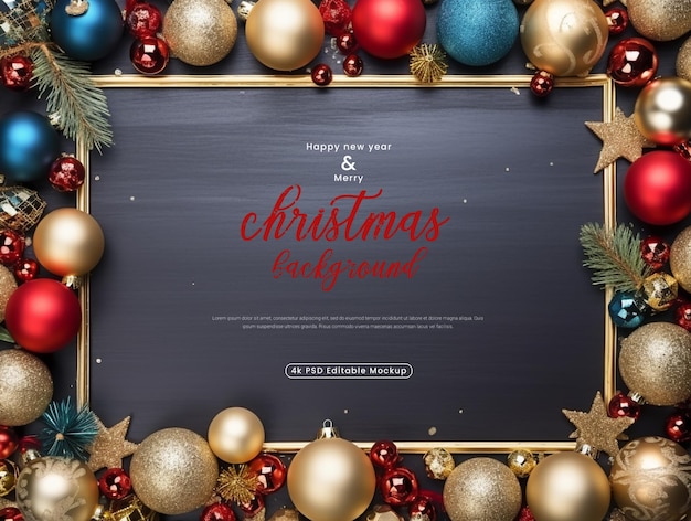 PSD Christmas amp happy new year background mockup