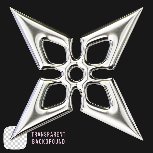 PSD psd chrome abstract ninja shuriken shape 3d rendering