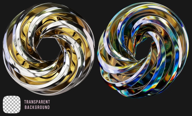 Psd chrome abstract torus shape 3d rendering