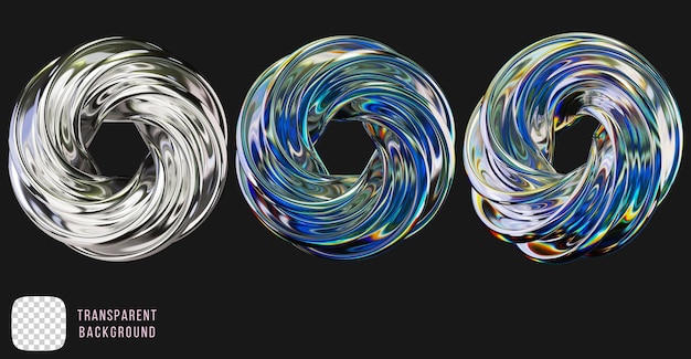 Psd chrome abstract torus shape 3d rendering