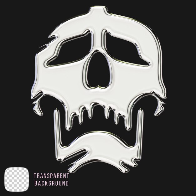 PSD psd chrome skull 3d render on transparent background