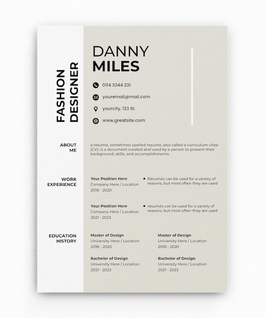 PSD psd clean and modern resume or cv template