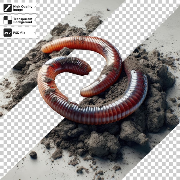 PSD close up of a worm on transparent background with editable mask layer