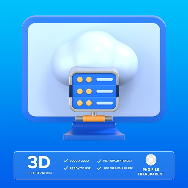 PSD psd cloud database 3d illustration