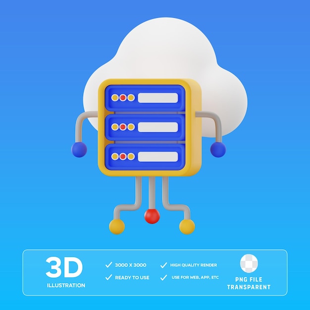 PSD Cloud Server 3D Illustration