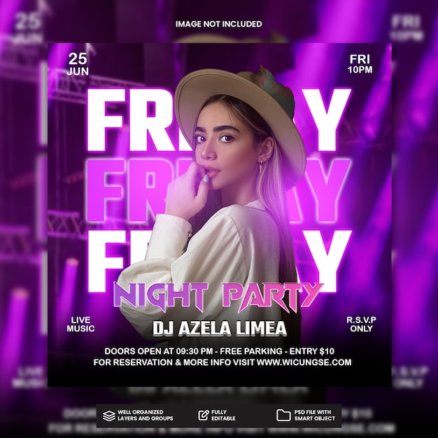 PSD club dj party flyer social media post and web banner template