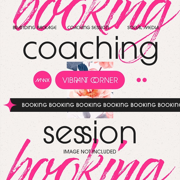 PSD psd coaching session calligraphy design for social media and instagram post template