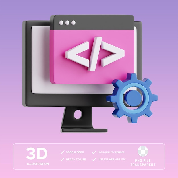 PSD Coding 3D Illustration