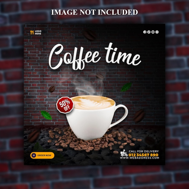 PSD coffee shop drink menu promotion social media banner post template design