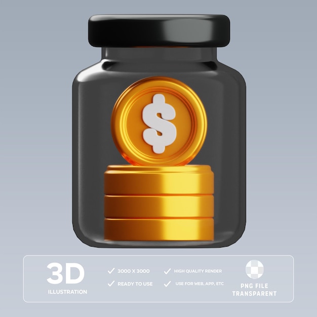 PSD Coin Jar 3D Illustration