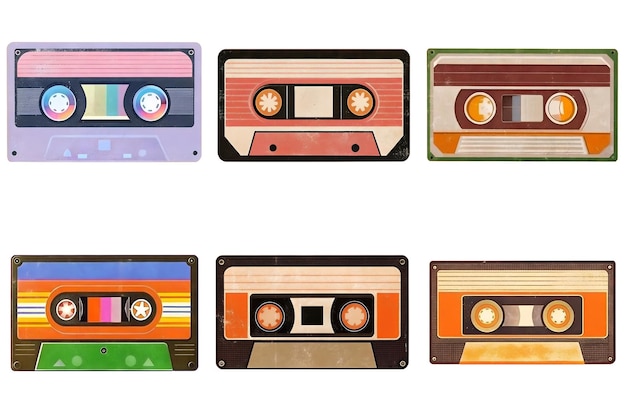 PSD psd collection of retro cassette tapes