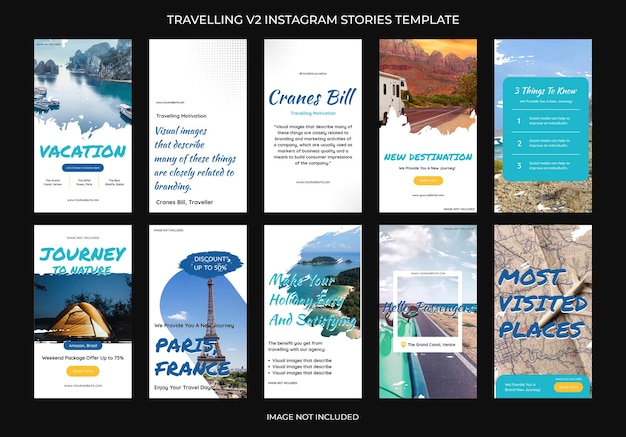 PSD psd collection of travelling vacation design for social media and instagram story template