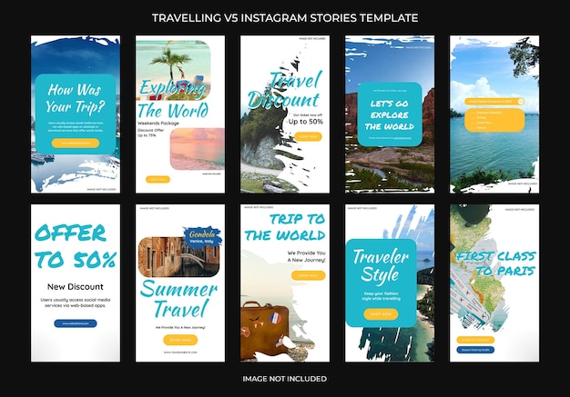 PSD psd collection of travelling the world design for social media and instagram story template