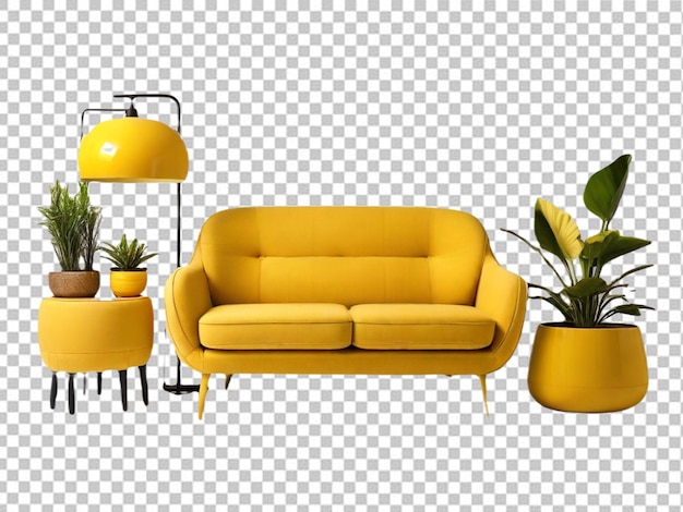 PSD psd of a collection of yellow modern furniture