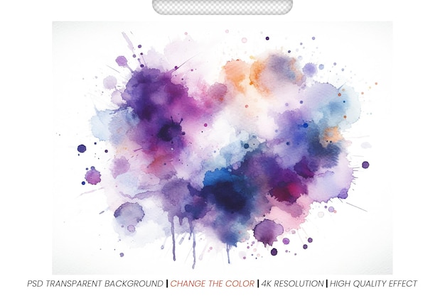 PSD psd colorful abstract texture watercolor splash violet art grunge frame transparent background