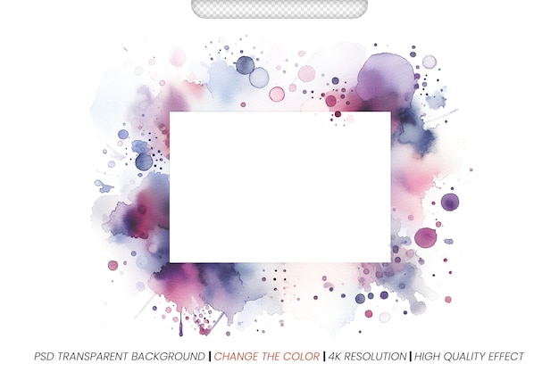 PSD psd colorful abstract texture watercolor splash violet art grunge frame transparent background