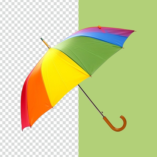 PSD of Colorful or Rainbow color Umbrella on isolated transparent background