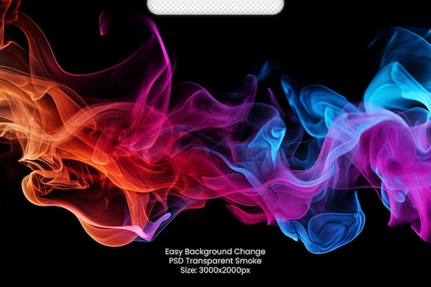 PSD colorful smoke isolated on Transparent black background