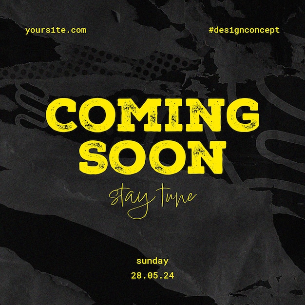 PSD psd coming soon stay tuned with black background instagram post template