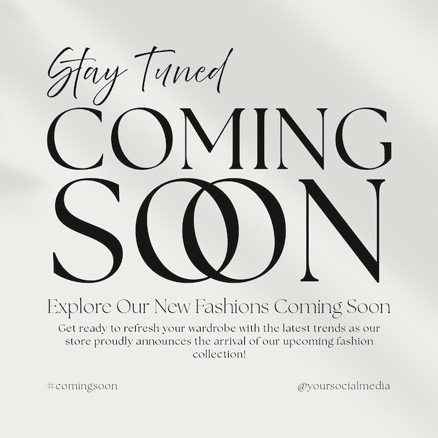 PSD psd coming soon typography design for social media and instagram post template