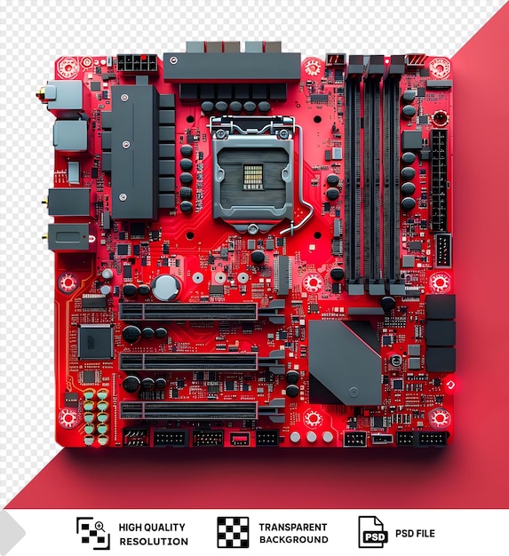 psd computer motherboard with a view of parts and components