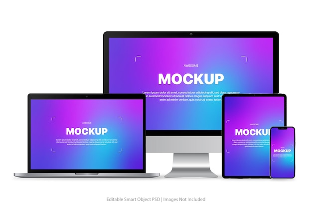 PSD psd computer smartphone tablet and laptop mockups