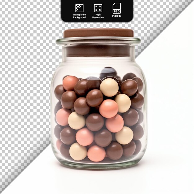 PSD psd confectionery chocolate in a jar isolated on transparent background