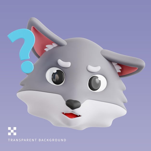 PSD Confused Wolf 3D Illustration