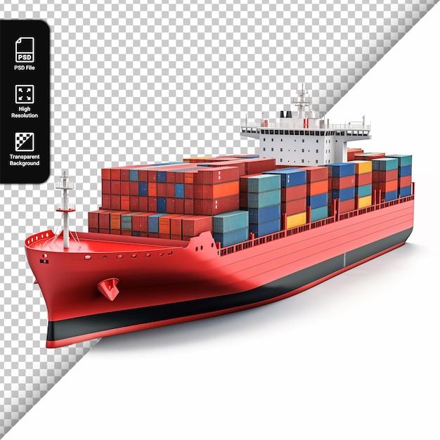 PSD Container Cargo ship isolated on transparent background